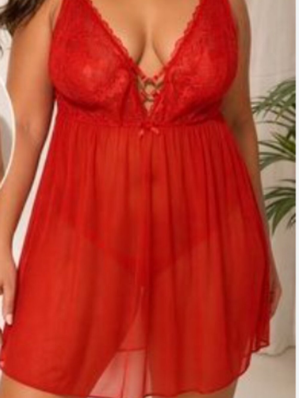 Cacique‎ Red Babydoll Teddy Size 18/20 (2X)